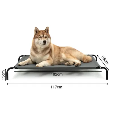 lionto lit pour chien extérieur surélevé en tissu respirant robuste