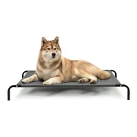 lionto lit pour chien extérieur surélevé en tissu respirant robuste