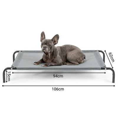 lionto lit pour chien extérieur surélevé en tissu respirant robuste