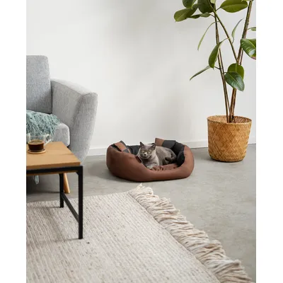 lionto panier pour chien 4-en-1 avec coussin réversible en tissu Oxford lionto panier pour chien 4-en-1 avec coussin réversible en tissu Oxford