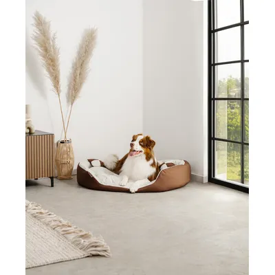 lionto panier pour chien 4-en-1 avec coussin réversible en tissu Oxford lionto panier pour chien 4-en-1 avec coussin réversible en tissu Oxford