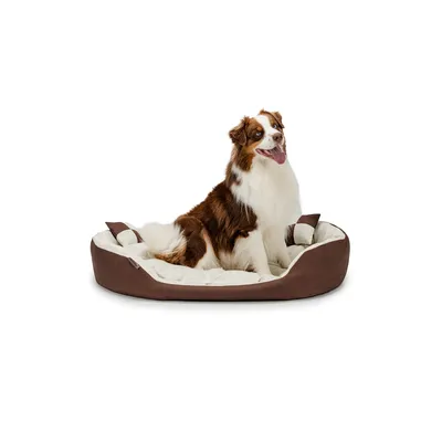 lionto panier pour chien 4-en-1 avec coussin réversible en tissu Oxford lionto panier pour chien 4-en-1 avec coussin réversible en tissu Oxford