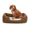 lionto panier pour chien avec coussin moelleux et entrée basse 80x60 cm / marron