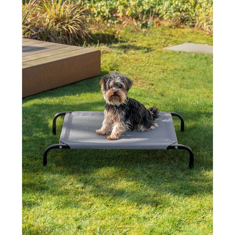 lionto lit pour chien extérieur surélevé en tissu respirant robuste