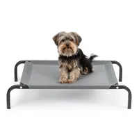 lionto lit pour chien extérieur surélevé en tissu respirant robuste