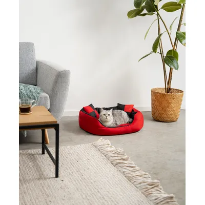 lionto panier pour chien 4-en-1 avec coussin réversible en tissu Oxford
