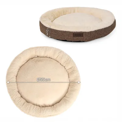 lionto coussin rond pour chien en forme de donut, doux et lavable
