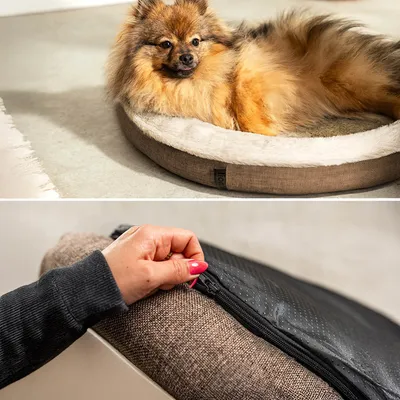 lionto coussin rond pour chien en forme de donut, doux et lavable