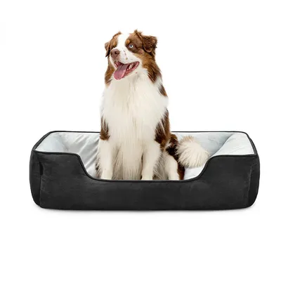 lionto lit pour chien 2-en-1 réversible, doux, lavable et confortable