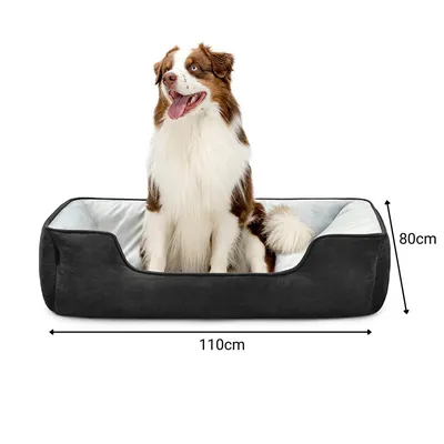 lionto lit pour chien 2-en-1 réversible, doux, lavable et confortable