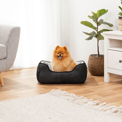 lionto lit pour chien 2-en-1 réversible, doux, lavable et confortable