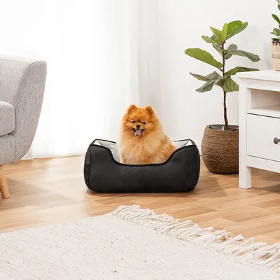lionto lit pour chien 2-en-1 réversible, doux, lavable et confortable