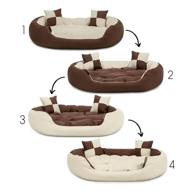 lionto panier pour chien 4-en-1 avec coussin réversible en tissu Oxford lionto panier pour chien 4-en-1 avec coussin réversible en tissu Oxford