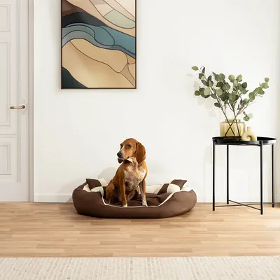 lionto panier pour chien 4-en-1 avec coussin réversible en tissu Oxford lionto panier pour chien 4-en-1 avec coussin réversible en tissu Oxford