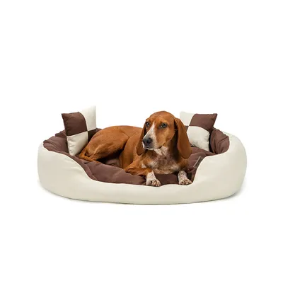 lionto panier pour chien 4-en-1 avec coussin réversible en tissu Oxford lionto panier pour chien 4-en-1 avec coussin réversible en tissu Oxford