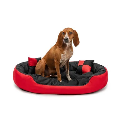 lionto panier pour chien 4-en-1 avec coussin réversible en tissu Oxford lionto panier pour chien 4-en-1 avec coussin réversible en tissu Oxford