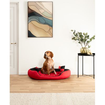 lionto 4-in-1 Hundebett mit Wendekissen aus strapazierfähigem Oxford-Gewebe