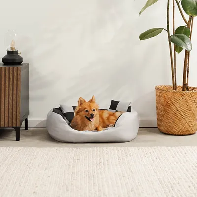 lionto panier pour chien 4-en-1 avec coussin réversible en tissu Oxford lionto panier pour chien 4-en-1 avec coussin réversible en tissu Oxford