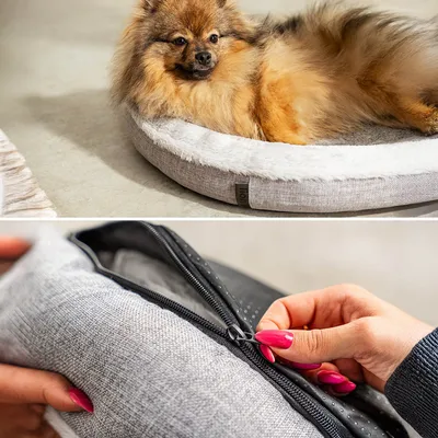 lionto coussin rond pour chien en forme de donut, doux et lavable