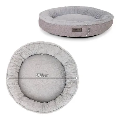 lionto coussin rond pour chien en forme de donut, doux et lavable