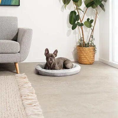 lionto coussin rond pour chien en forme de donut, doux et lavable