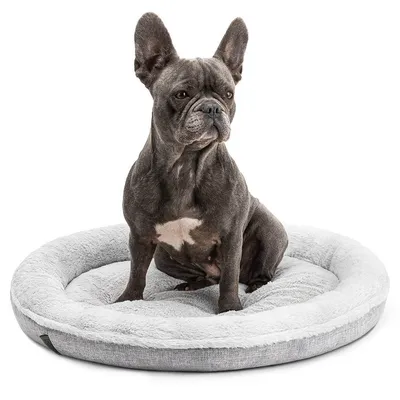 lionto coussin rond pour chien en forme de donut, doux et lavable