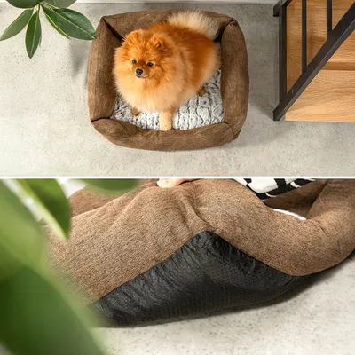 lionto panier pour chien avec coussin moelleux et entrée basse