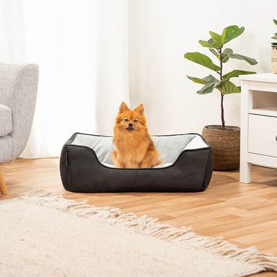 lionto lit pour chien 2-en-1 réversible, doux, lavable et confortable