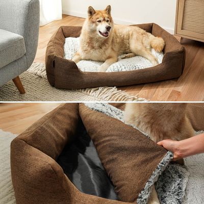 lionto Hundebett mit weichem Kissen und niedrigem Einstieg