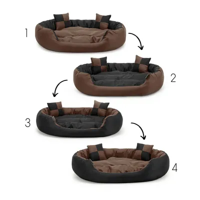 lionto panier pour chien 4-en-1 avec coussin réversible en tissu Oxford