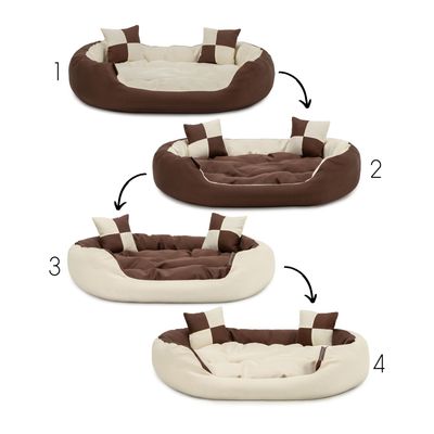 lionto 4-in-1 Hundebett mit Wendekissen aus strapazierfähigem Oxford-Gewebe