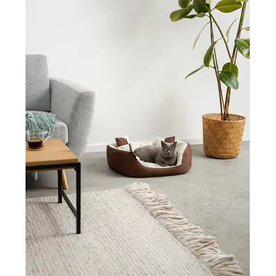 lionto panier pour chien 4-en-1 avec coussin réversible en tissu Oxford lionto panier pour chien 4-en-1 avec coussin réversible en tissu Oxford