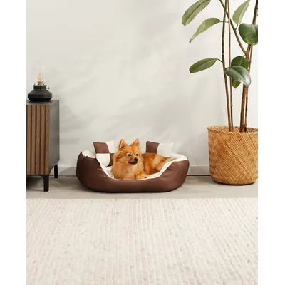 lionto panier pour chien 4-en-1 avec coussin réversible en tissu Oxford lionto panier pour chien 4-en-1 avec coussin réversible en tissu Oxford