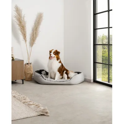 lionto panier pour chien 4-en-1 avec coussin réversible en tissu Oxford lionto panier pour chien 4-en-1 avec coussin réversible en tissu Oxford