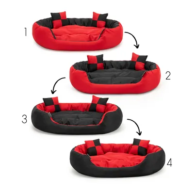 lionto panier pour chien 4-en-1 avec coussin réversible en tissu Oxford lionto panier pour chien 4-en-1 avec coussin réversible en tissu Oxford