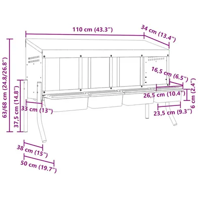vidaXL nichoir à poules Acier
