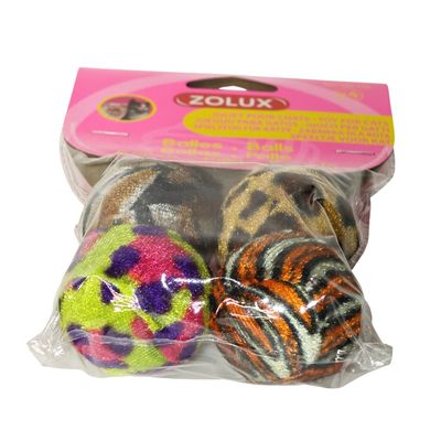 Balles multicolores lot de 4 pour chat