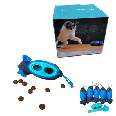 IntiMeg Juego de 5 juguetes azules para gatos con forma de ratón