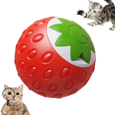 Jouets pour Chat Intérieur - Balle Mobile Automatique et Fraise