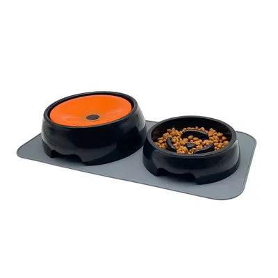 IntiMeg Ensemble de mangeoires anti - glouton pour chien et chat+ tapis