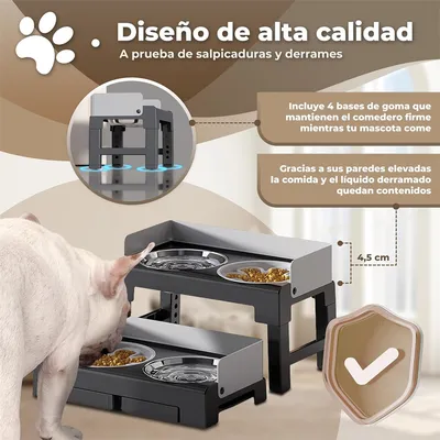 IntiMeg Soporte ajustable para comedero de perro