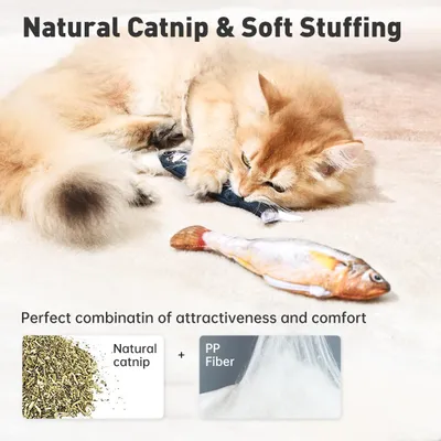 UAMLY Jouets réalistes pour chats en forme de poisson frétillant