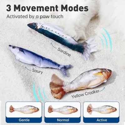 UAMLY Jouets réalistes pour chats en forme de poisson frétillant