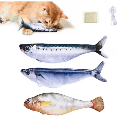 UAMLY Jouets réalistes pour chats en forme de poisson frétillant