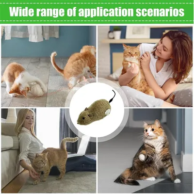 IntiMeg Jouet souris en peluche mécanique pour chat et chien