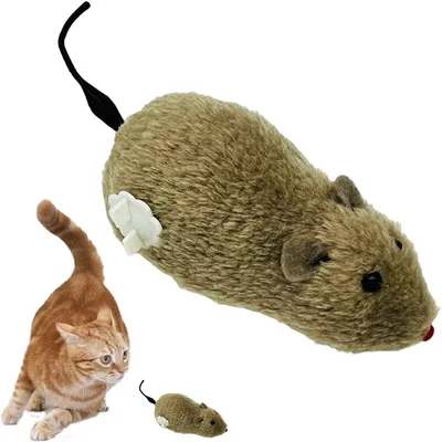 IntiMeg Jouet souris en peluche mécanique pour chat et chien