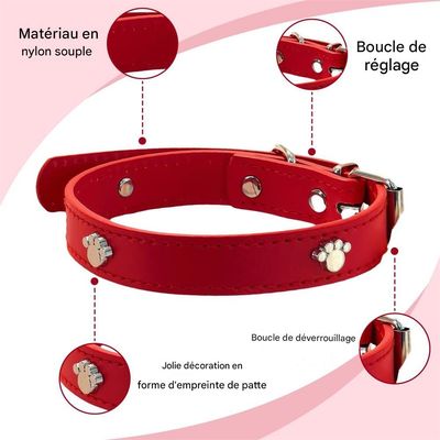IntiMeg Collar de gato de cuero rojo