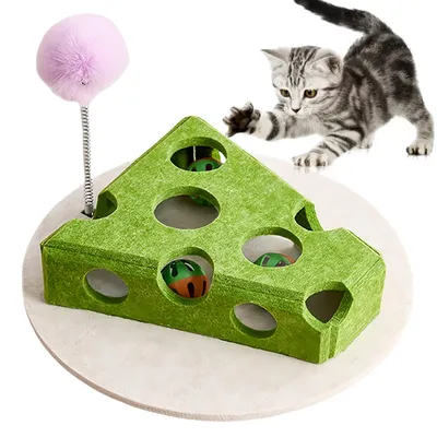 FurryFusion Coffre à jouets interactif pour chat en forme de fromage FurryFusion Coffre à jouets interactif pour chat en forme de fromage