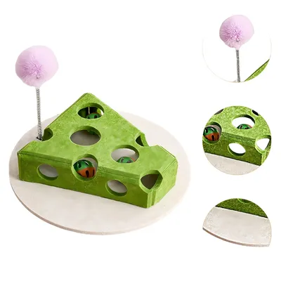 FurryFusion Coffre à jouets interactif pour chat en forme de fromage