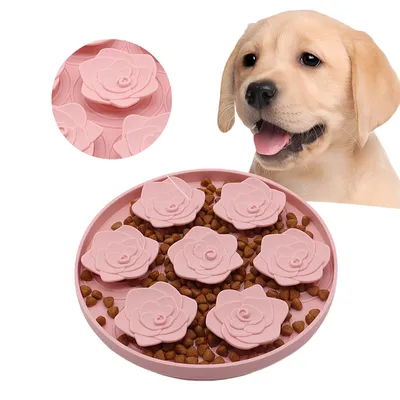 FurryFusion Alfombrilla para lamer con forma de rosa para perros